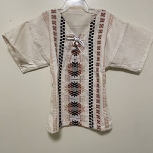 Guatemalan Linen Embroidered Shirt Handwoven Children’s 6 Hippie Natural